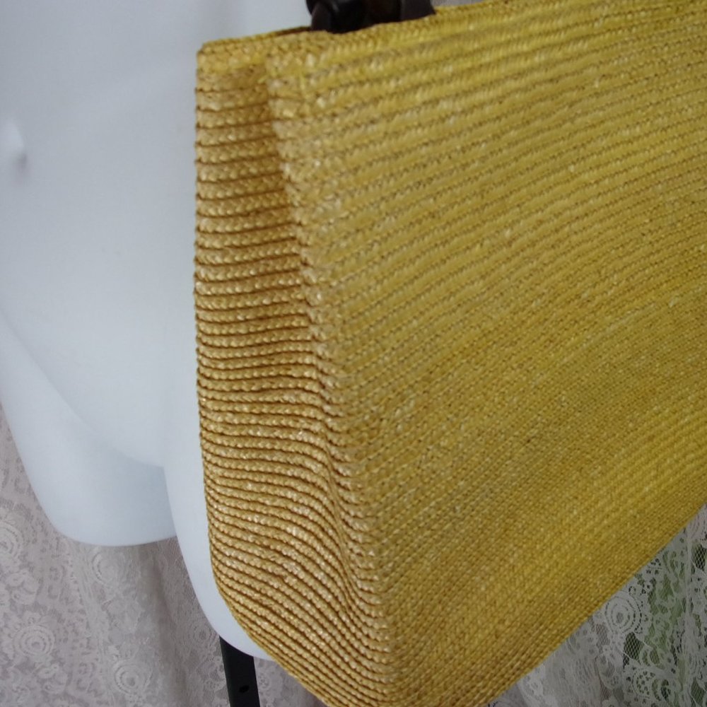 Fashion Summer Handbag Yellow Vegan Straw NWOT - Picture 4 of 5